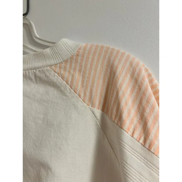 Vintage 80s Striped Sweatshirt Peach White Colorblock Crewneck Stranger Things M - Image 5