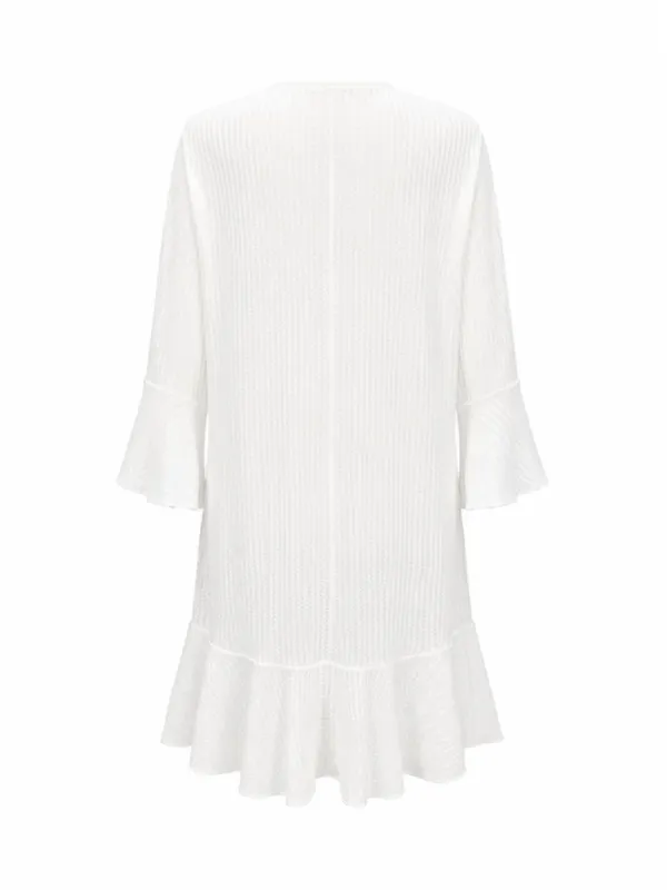 Cupshe Crisp Weave White Cover-Up Kimono Large - Image 5
