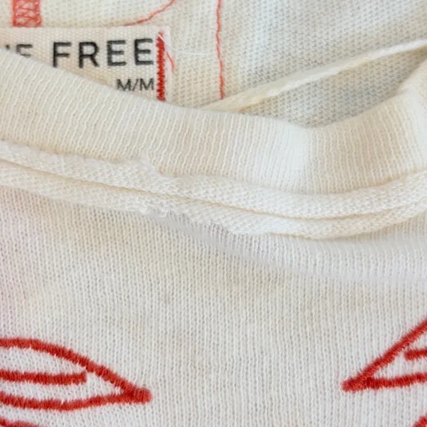 Free People We The Free Fly By Long Sleeve Tshirt Ivory Combo Star Embroidered M - Image 8