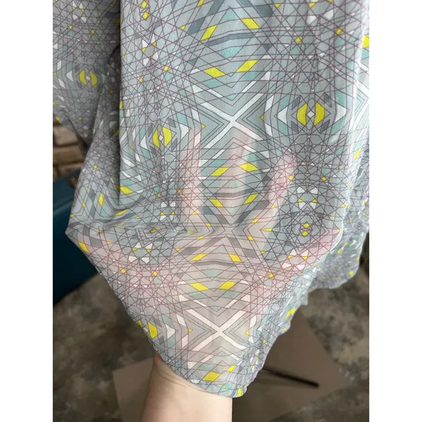 free people top button down blouse sheer geometric - Image 4