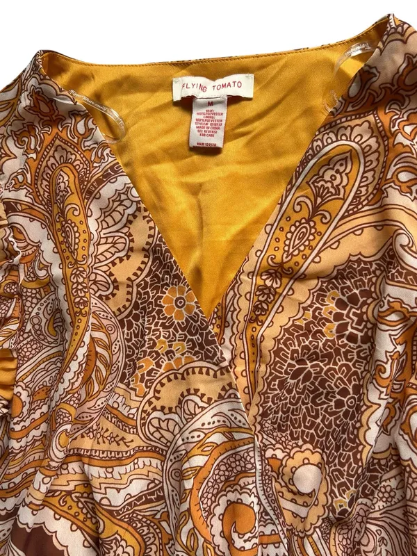 Flying Tomato Paisley Warm Autumn balloon sleeve maxi dress Size M Boho - Image 7