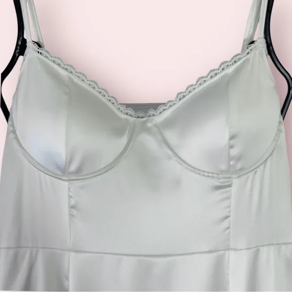 White / Ivory Tulle Midi Tea Length Dress - Image 8