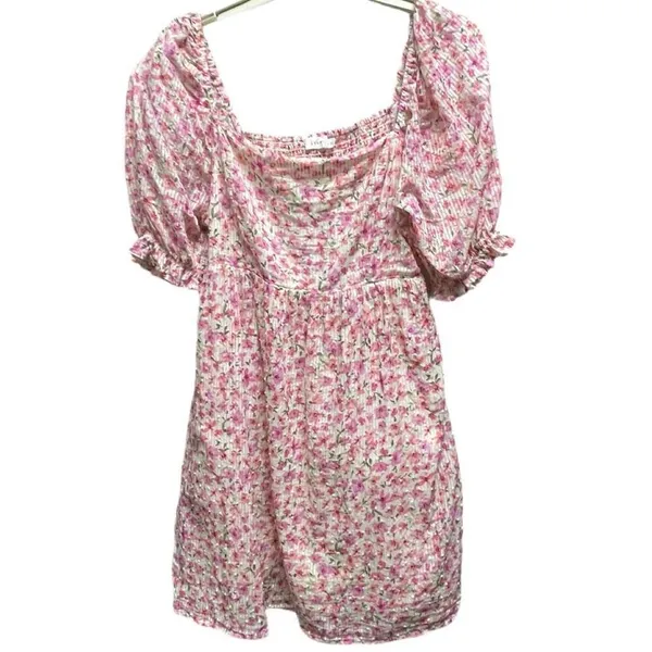 Lush size M puff sleeve floral mini dress smocked back - Image 2