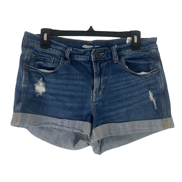 Old Navy Women's Size 8‎ Boyfriend Roll Tab Denim Shorts - Image 3