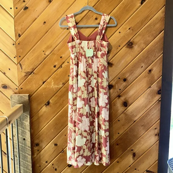Ryegrass linen blend peasant chic pink floral midi dress NWT - Image 5