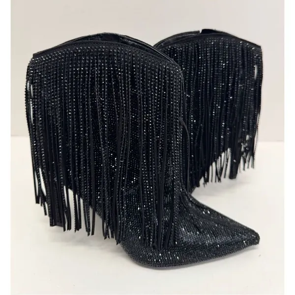 INC‎ Boots Size 8.5 Black Western Ankle Booties Pointed Toe Evening Shoes NEW - Image 5