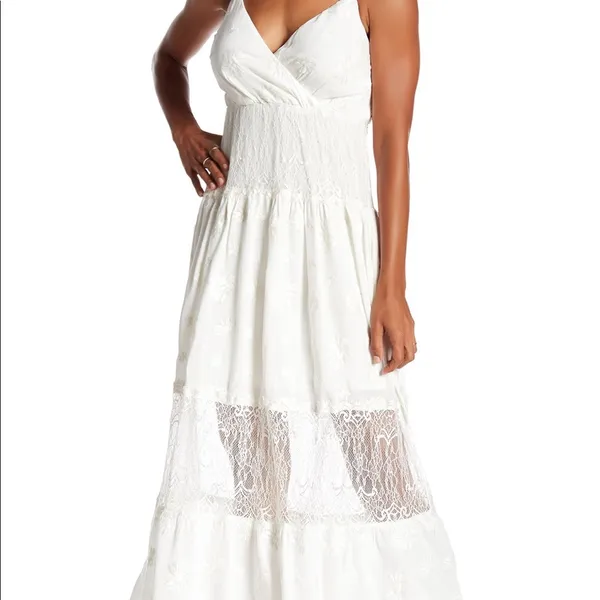 Nordstrom NWT Willow & Clay Lace Floral Maxi Dress Ivory M - Image 4
