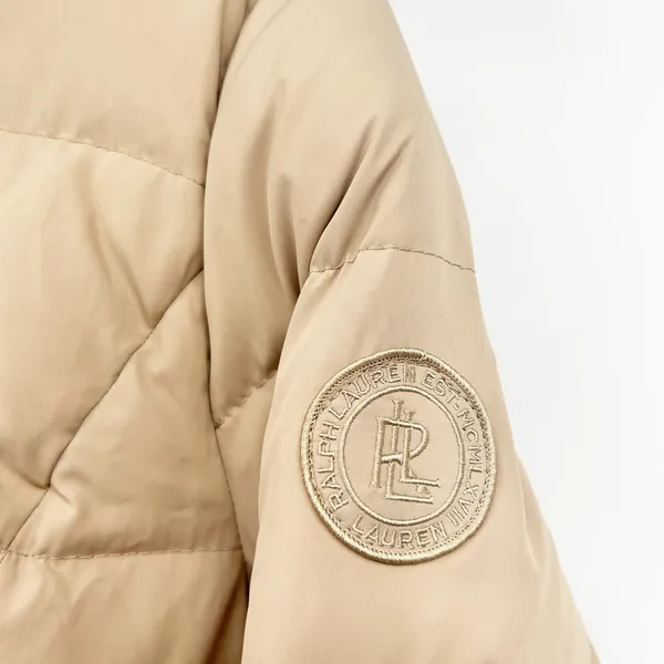 Lauren Ralph Lauren Womens Tan Down Fill Faux‎ Fur Hood Puffer Parka Coat Size L - Image 7