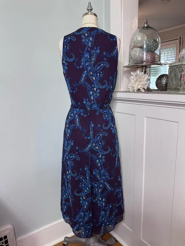 Cabi Treasure Dress Style 3461 Paisley Floral Chiffon Midi Dress Size 12 - Image 6