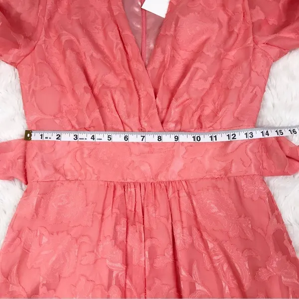 ALEX MARIE Long Sleeve Chiffon Dress‎ Size 2 Coral Wedding Guest Cocktail Party - Image 10