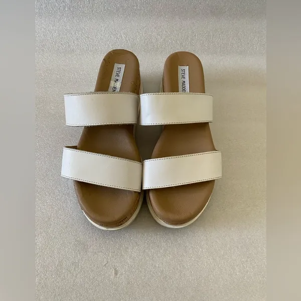 Steve Madden Thalia White Cork Wedge sandals size 9.5 - Image 7