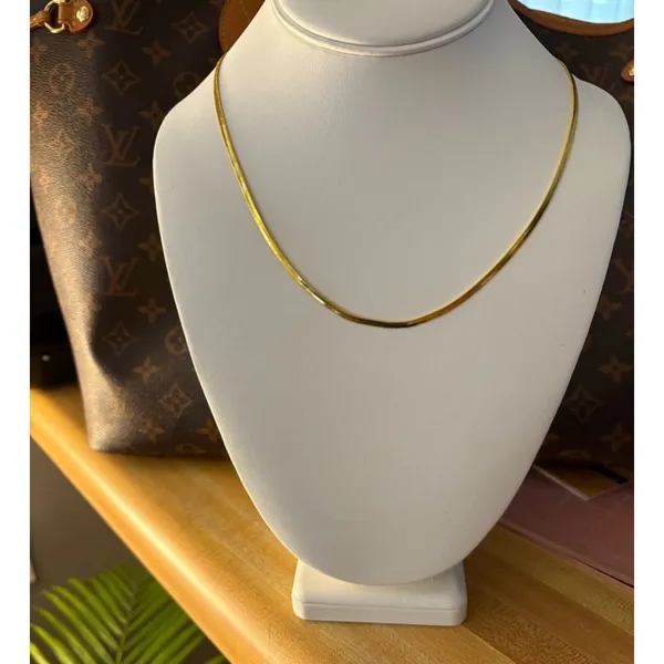 3mm Gold Herringbone Necklace | Gold Plated Sterling Silver‎ - Image 10
