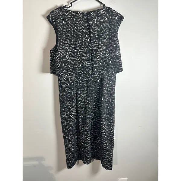 Eliza J Womens Black White‎ Chevron Popover Sheath Dress Sleeveless Size 10 - Image 7