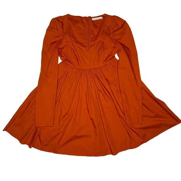 Abercrombie‎ & Fitch S Tall Sweetheart Neck Babydoll Mini Dress Poplin Pockets - Image 4