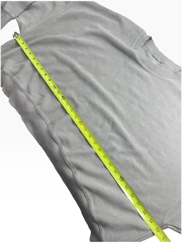 Aerie New Love Corded Cropped Crew Sweatshirt - Stone Gray - Image 4
