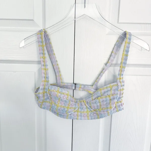 GB Gianni Bini Crush Pastel Gingham Seersucker Balconette Bikini Top Coquette - Image 2