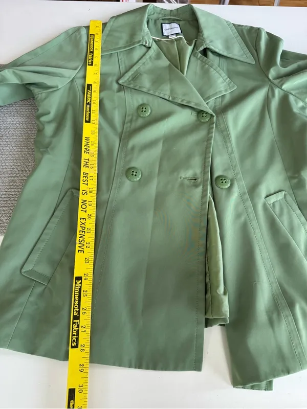 Croft & Barrow Light Green Short Trench Coat Size XL - Image 7