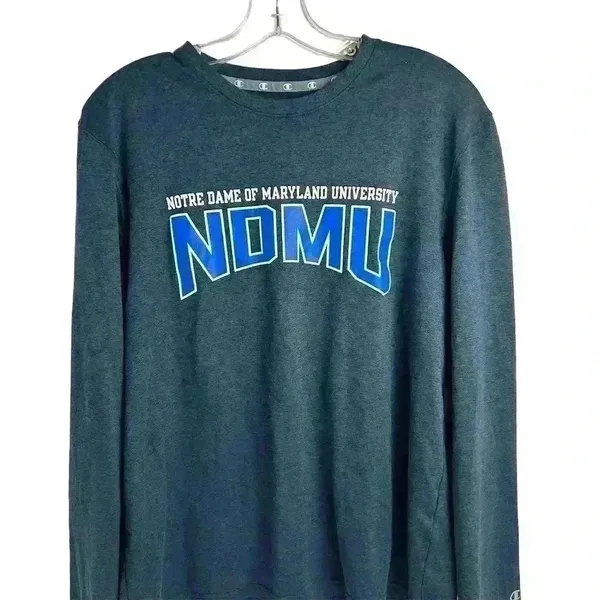 Champion Notre Dame Maryland Univ Blue Graphic Long Sleeve Shirt‎ M - Image 2