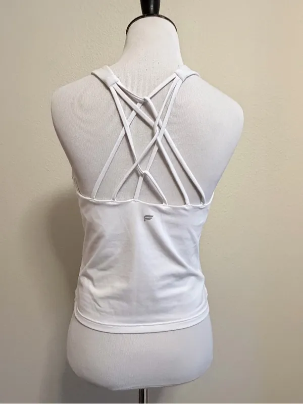 Fabletics medium White High-Neck Strappy Criss-Cross Active Tank - Image 2