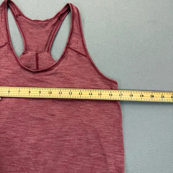 Lululemon Yogi Racerback Tank Top Heathered Dark Red‎ Maroon Pleated Back est. S - Image 2