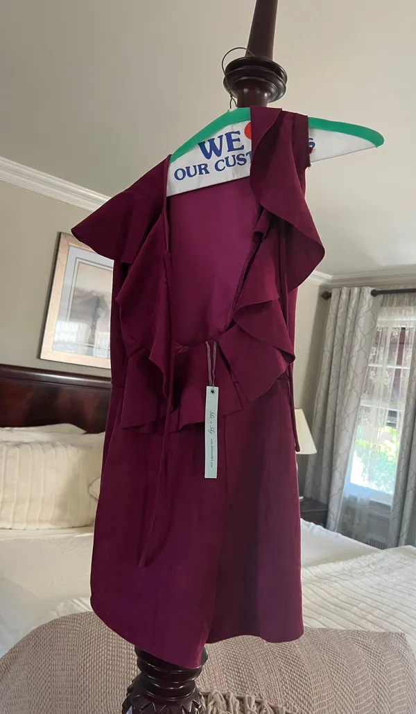 She + Sky Burgundy Suede Romper NWT - Image 4