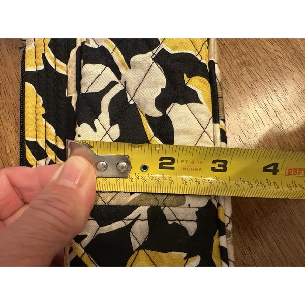 Vera Bradley Frannie CrossBody Yellow Black Dogwood Pattern Zip Close Floral - Image 6