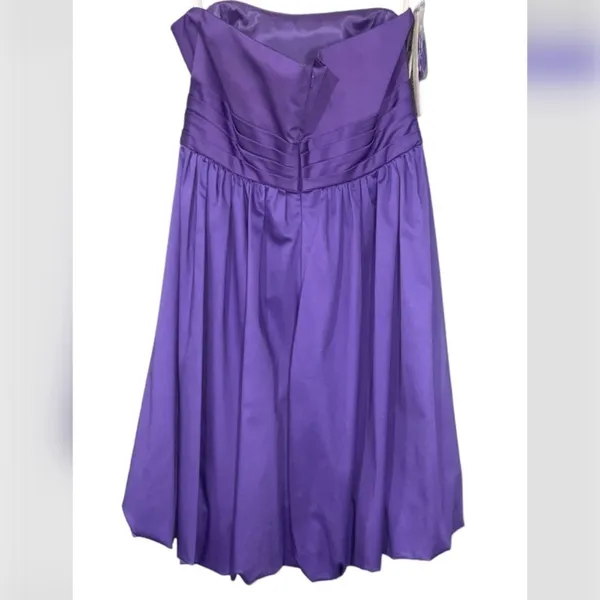 Alfred Angelo Purple Satin Strapless Bubble Hem Homecoming Prom Dress 12 NWT - Image 3