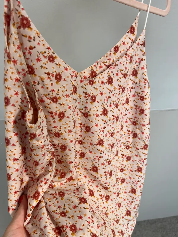 Floral Print Tank Top Orange Size M - Image 3