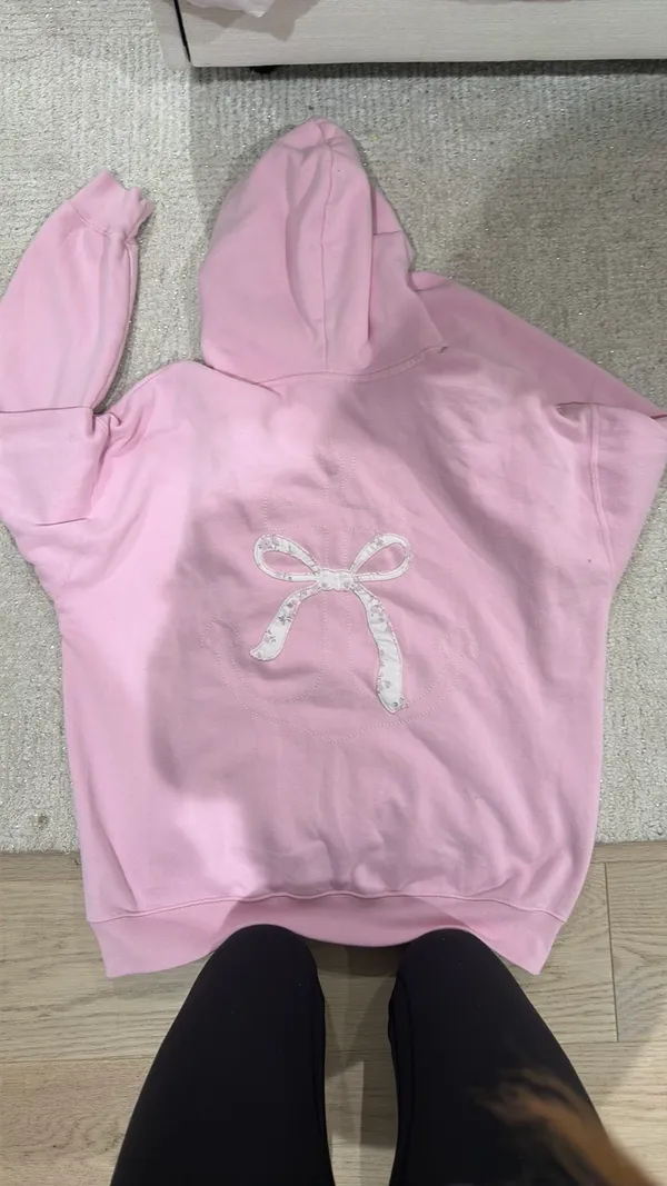 Pink Hollister bow hoodie- M - Image 2
