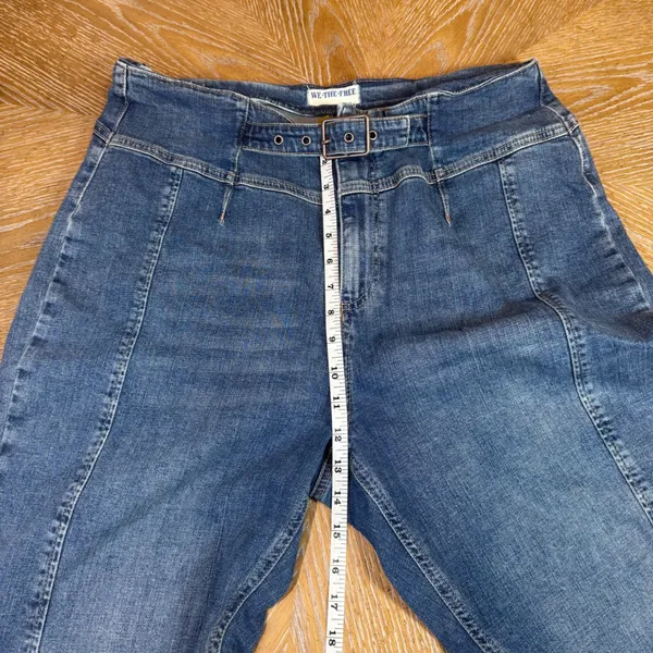 Free People Belted Front Seam Loose Fit Jeans Dark Wash Size‎ 34 - Image 9