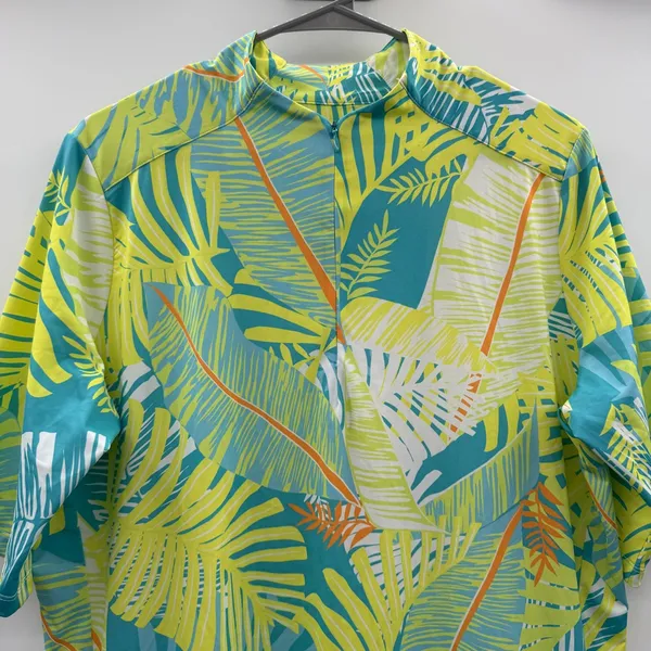 Tail Green & Blue Tropical‎ Palm Tree Print Short Sleeve Activewear Dress Sz XL - Image 2