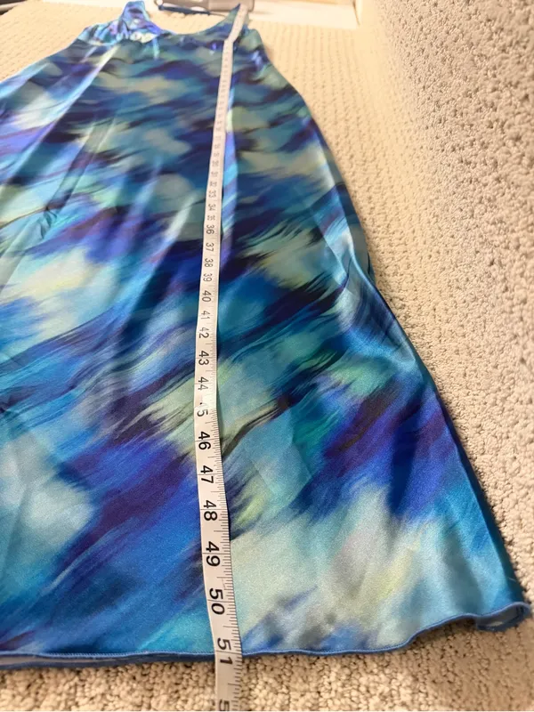 bebe Women's Blue Multi Watercolor V-Neck Maxi Dress Size S NWT Made in USA - Image 7