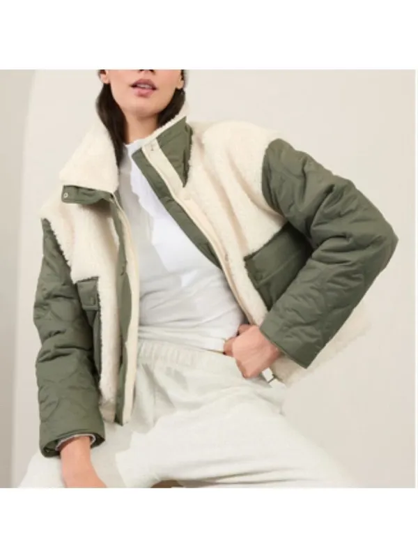Athleta Quilted Sherpa Fleece Hybrid Jacket XL Sage Green Gorpcore, Quiet Luxury - Image 16
