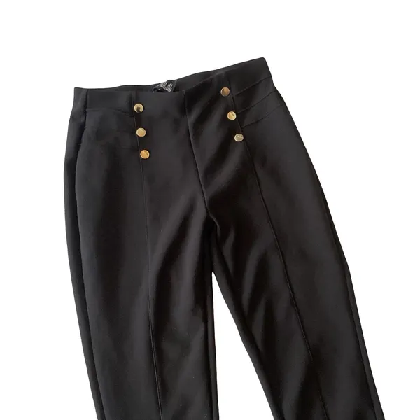 Indero Button Detail Ankle Pants Black - Image 3