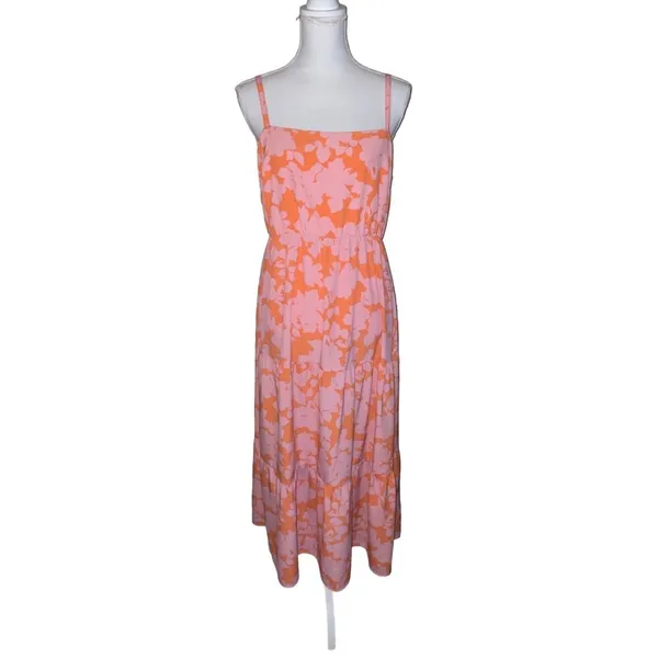 Social Standard by Sanctuary Sun Dress Womens L Used Pink Orange Floral XD9019GH - Image 3
