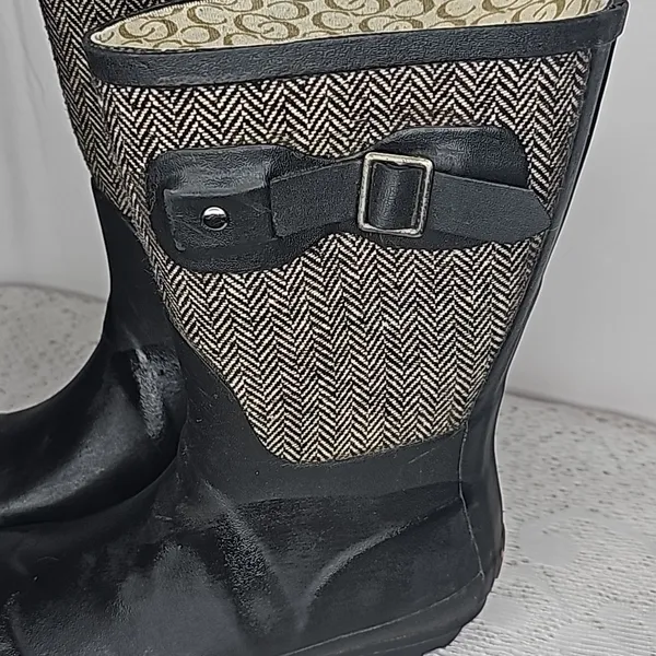 Chooka Herringbone mid rise classic rain waterproof pull on winter boots Sz 6 - Image 2