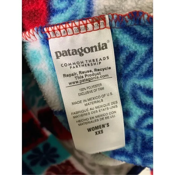 Patagonia Synchilla Makai totally red patchwork sweatshirt fleece XXS 25455 - Image 5