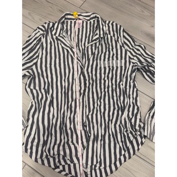 Victoria's Secret Pajama Set Small Navy White Stripe Metallic Shimmer 2pc S - Image 5
