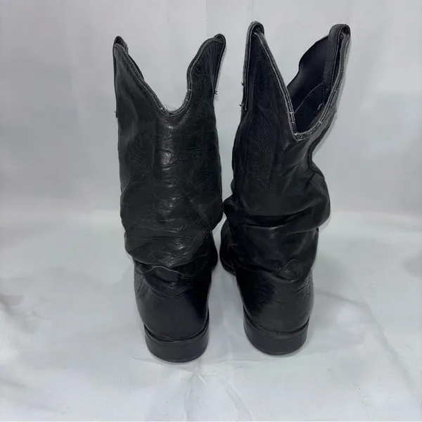 Slouch Soft Leather Cowboy Boots Black Size 8.5 - Image 4