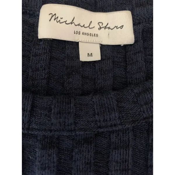 Michael Stars M Navy Ribbed Long Sleeve Top Made USA Y2K Minimalist Coastal - Image 3