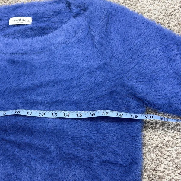 Natural Life Blue Fuzzy Cropped Sweater Boat Neck Long‎ Sleeve Womens XL - Image 7