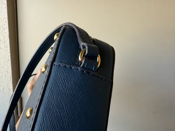 Michael Kors Navy Leather Crossbody with Gold Stud Accents - Image 6