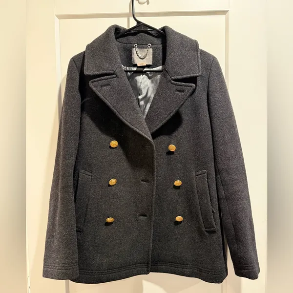 J. Crew Majesty Heather Charcoal‎ Wool Peacoat Size 6 - Image 2