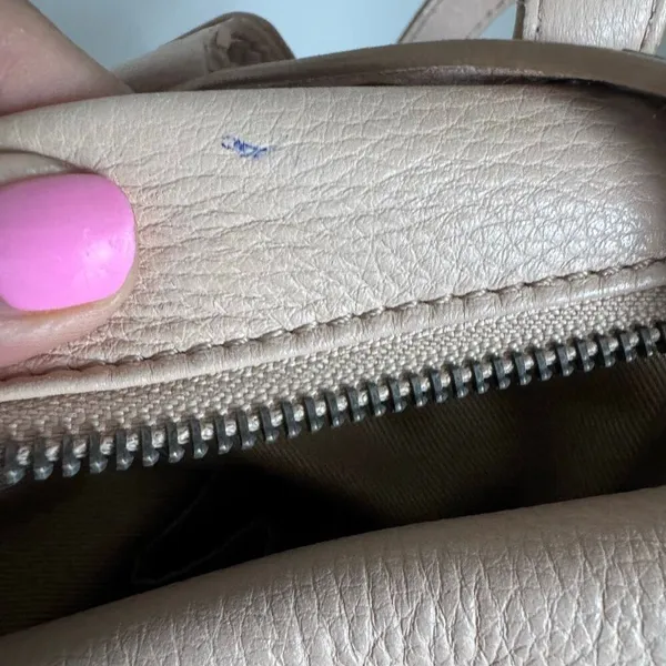 Lucky Brand Genuine Leather Bag With Silver Hardware Tan Beige - Image 9
