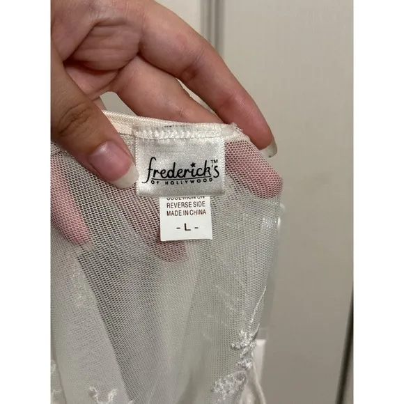 Frederick's of Hollywood Sheer Mesh Embroidered‎ Babydoll Lingerie Y2K Coquette - Image 8