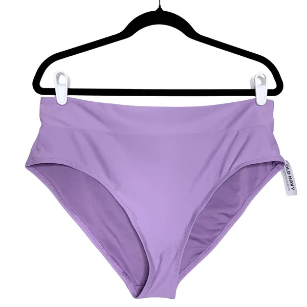 Old Navy Banded High Waist French Cut Bikini Bottoms Size XL Purple Beach Summer - Image 2