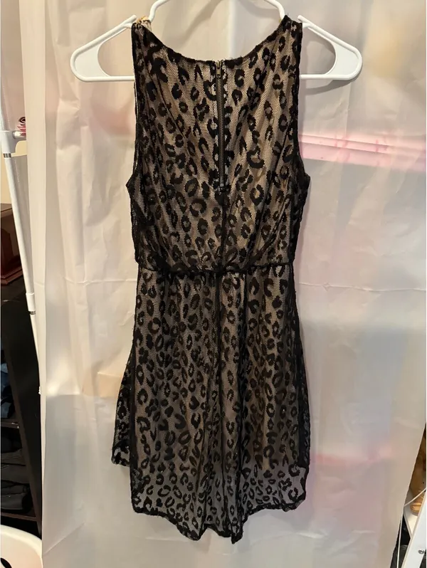 Rewind XS Black Leopard Print Sleeveless Dress - Image 3