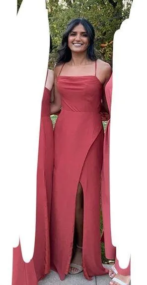 Azazie X KENDALL + KYLIE Cowl Scoop Chiffon Mermaid Dress Terracotta - Image 2