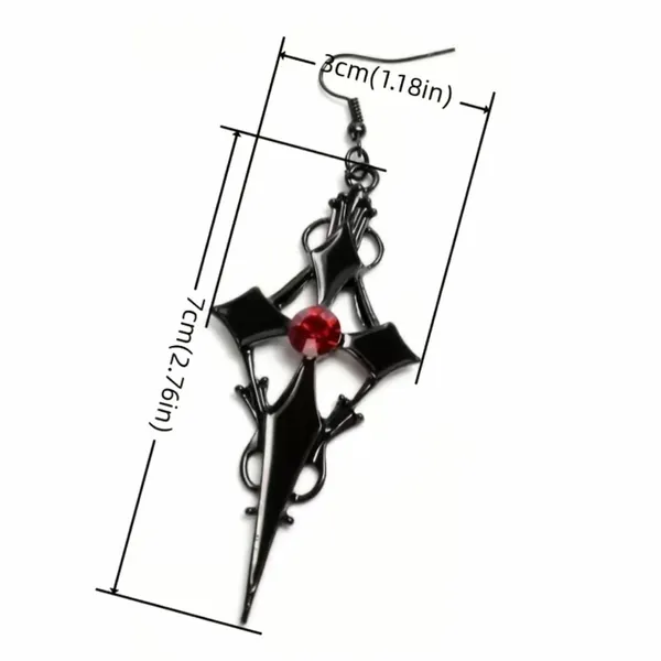 Retro Style Gothic Black Cross Earrings Funky Vintage Style Faux Fashion Jewelr - Image 11
