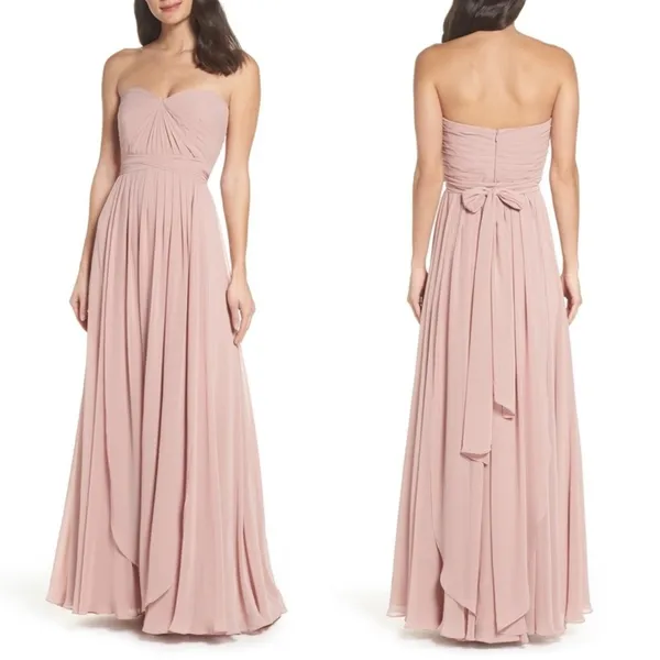 Jenny Yoo Convertible Bridesmaid Dress Mira Whipped Apricot Luxe‎ Chiffon Size 8 - Image 3